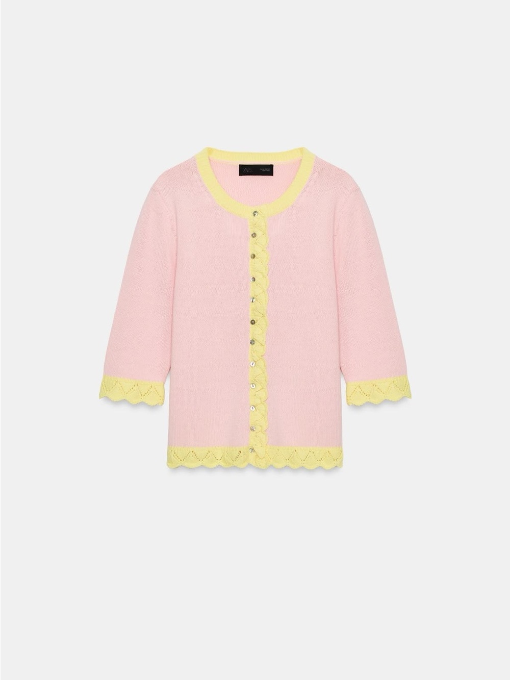 ZARA BNWT POINTELLE COMBINATION CARDIGAN. PINK 2893/043/620 - Picture 3 of 7
